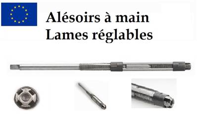 Alésoirs à main Lames réglables renforcé HSS M2 Ø13,50-15,50