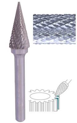Fraise lime CW conique bout pointu SM denture diamant Ø 12 x 25 queue Ø 6 12X25 MM SM-5M