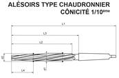 Alésoirs de chaudronnier E66016-DIN 311 HSS M2 conicité 1/10éme CM1 Ø9
