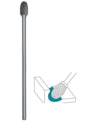 Fraise lime CW tête ovale SE dent. Croisée Ø 12X20 lt 200 queue Ø 6 12X20X200 MM SE-5M
