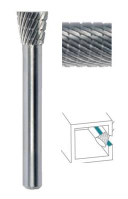 Fraise lime CW conique renversée denture brise copeaux Ø 16 x 15 queue de Ø 6 16X15 MM SN