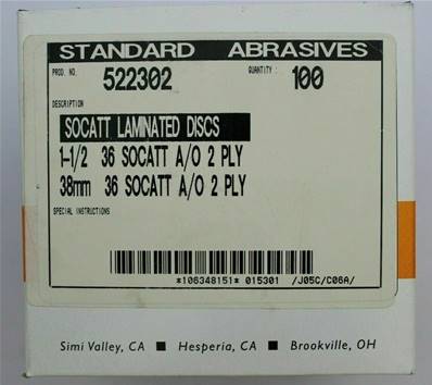 Standard abrasives 1 1/2" Ø 38 mm, grain 36, TS Changement Rapide Disque