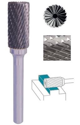 Fraise lime CW 2 tailles cyl. tête taillante SB dent. Croisée Ø 5X16 queue Ø 6 5X16 MM SB