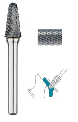 Fraise lime CW conique bout arrondie SL denture brise copeaux Ø 16 x 33 queue de Ø 6 16X33 MM SL-6M