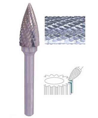 Fraise lime CW ogive tête flame SG denture diamant Ø 12 x 25 queue Ø 6 12X25 MM SG-5M