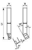 Outils de tour à aléser droit à droite ISO 408 - DIN 4953 HSS-Co10% carré de 25