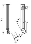 Outils de tour à aléser droit à droite ISO 408 - DIN 4953 HSS-Co10% Ø 6