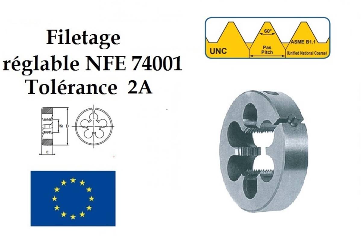 Filière ronde UNC réglable NFE74001