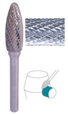 Fraise lime ogive tête flame arrondie SH denture diamant Ø 12 x 25 queue de Ø 6 12X25 MM SH-5M