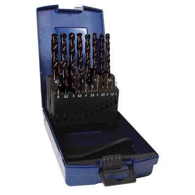 Coffret plastique de 19 forets cylindriques TAN de Ø 1 à Ø 10 par 0,5 mm