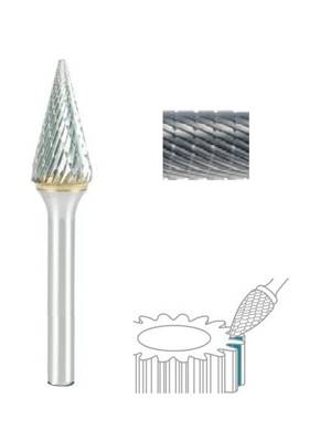 Fraise lime CW conique bout pointu SM denture brise copeaux Ø 12 x 25 queue de Ø 6 12X25 MM SM-5M