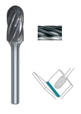 Fraise lime CW cyl. bout arrondie SC dent. Alu Ø 12X25 queue Ø 6 12X25 MM SC-5M