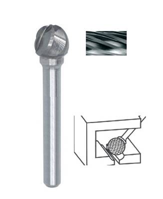 Fraise lime CW ogive tête sphérique SD dent. Alu Ø 12X11 queue Ø 6 12X11 MM SD-5M