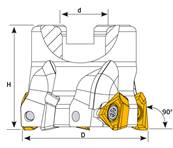 Fraise à surfacer dresser 90° D050 d22 Z05 3PKT 15 Face Mill