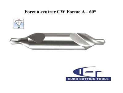 Foret à centrer CW (carbure de tungstène) à 60° 1.25 x 3.15 mm DIN 333A