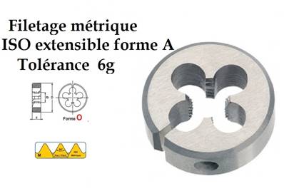 Filière ronde filetage métrique fin acier CV ISO extensible A M11 x 100 Ø 38,1