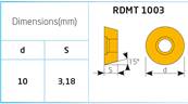 Fraise à plaquettes RDMT 1003 - D40 x d16