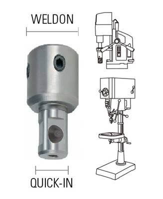 Adaptateur QUICK-IN/WELDON 19,05 mm/18,00 mm